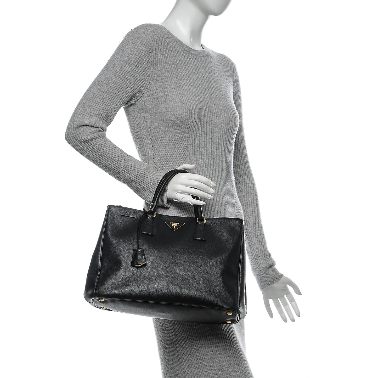 Saffiano Large Galleria Double Zip Tote Black