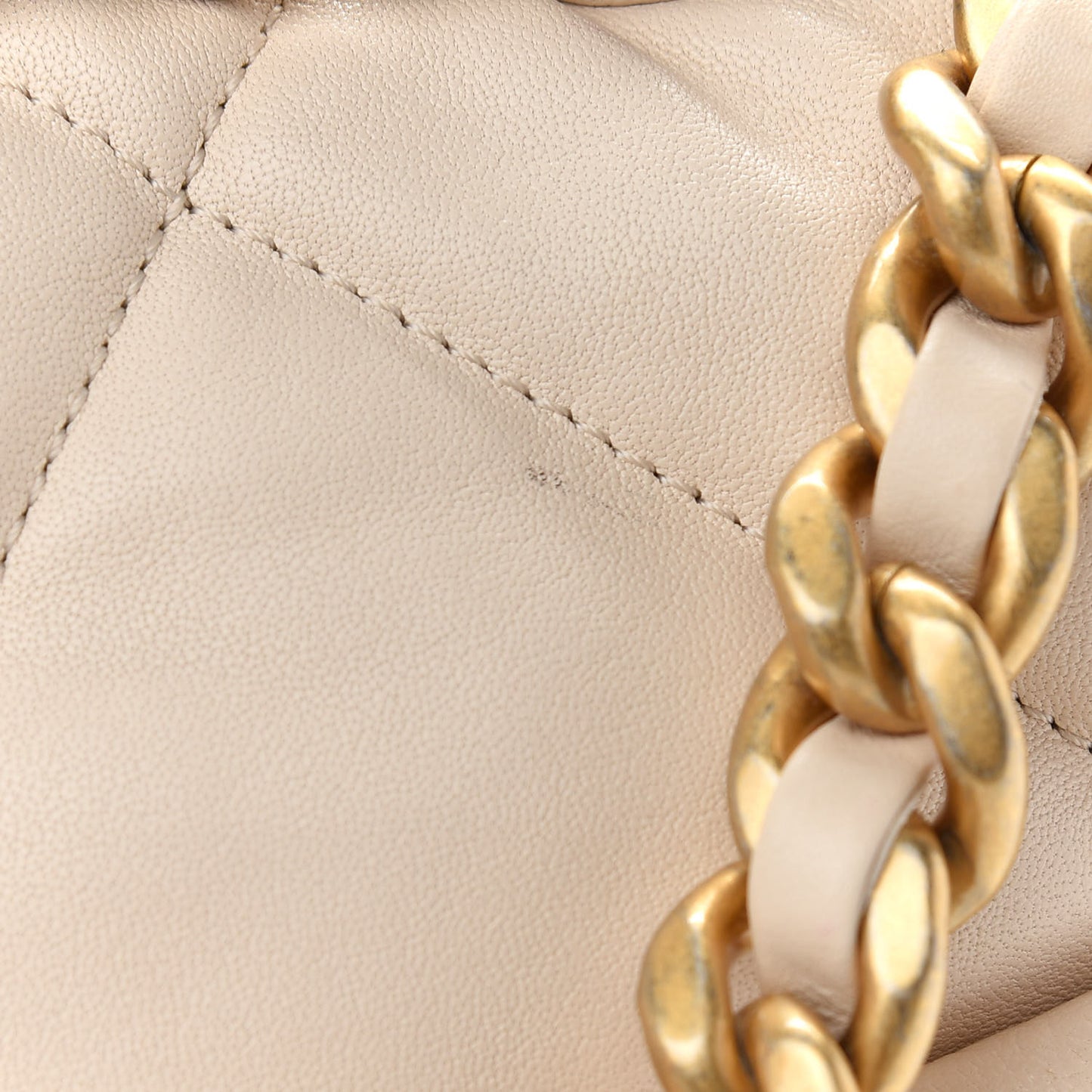 Lambskin Quilted Large Chanel 19 Flap Beige