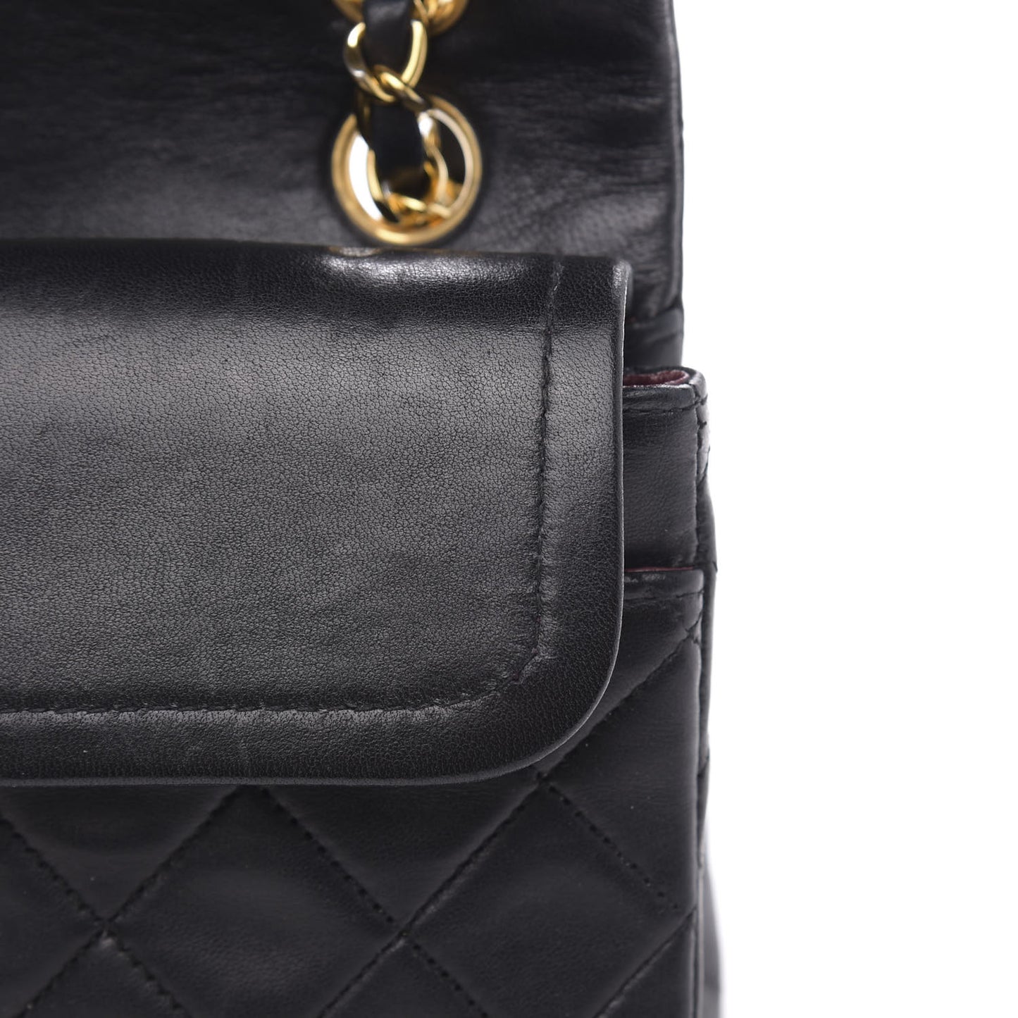 Lambskin Quilted Small Double Flap Black