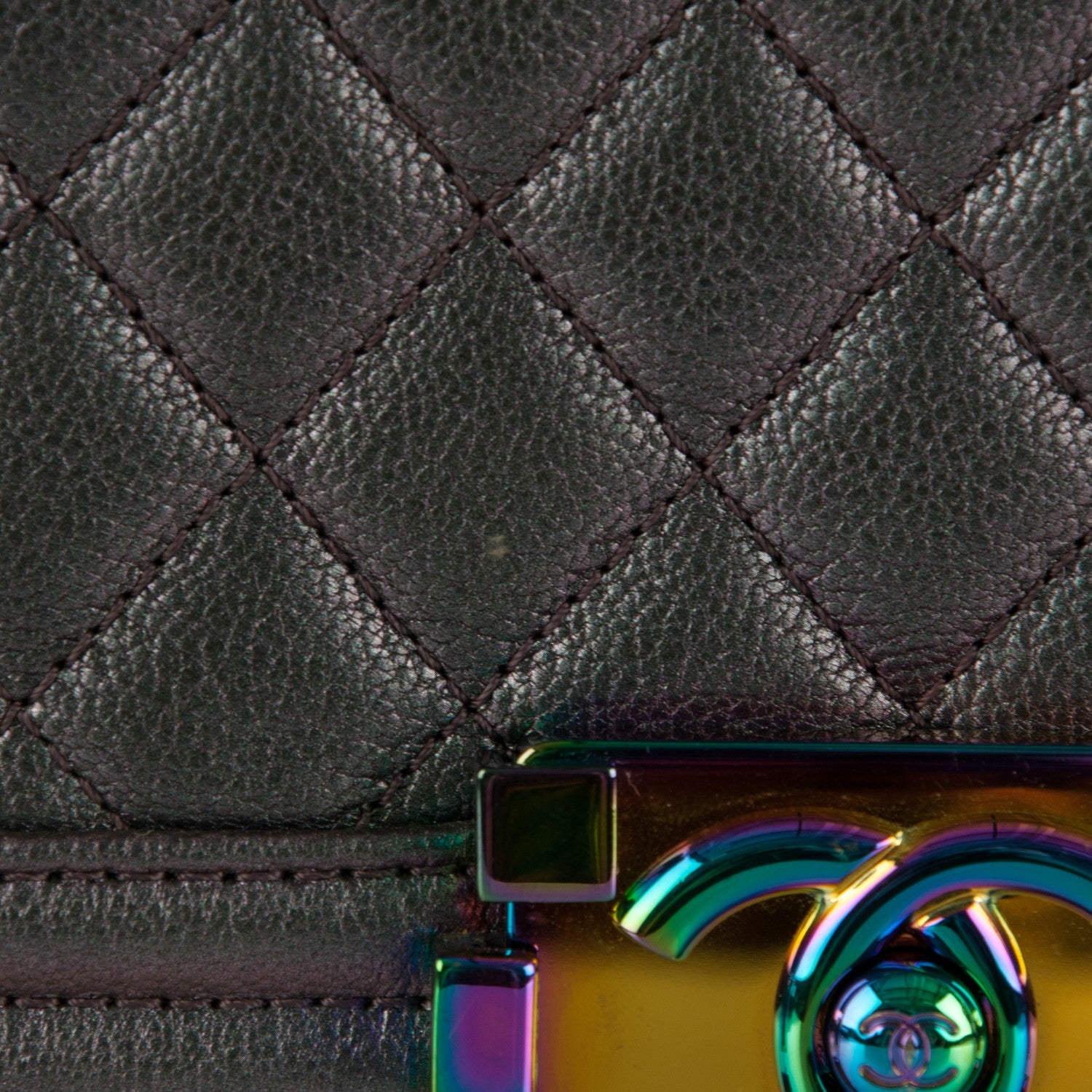 Chanel Iridescent Goatskin Quilted Medium Boy Flap Purple 9 of 9