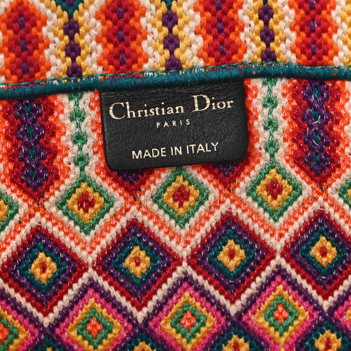 Canvas Embroidered Large Book Tote Orange Multicolor