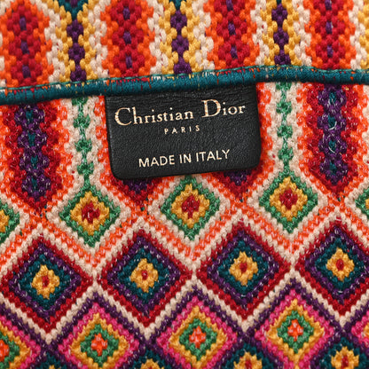 Christian Dior Canvas Embroidered Large Book Tote Orange Multicolor 6 of 13