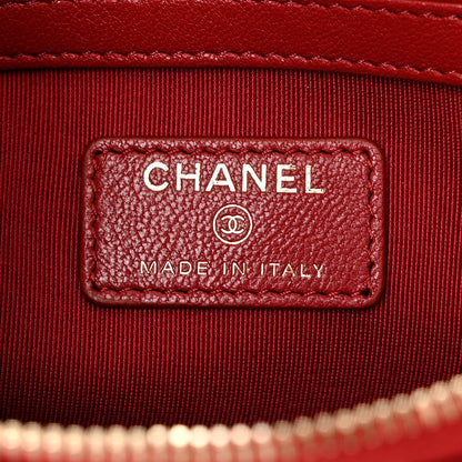 Chanel Sheepskin Quilted Medium Vintage Mademoiselle Cosmetic Case Red 6 of 7