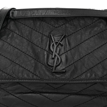 Saint Laurent Crinkled Calfskin Matelasse Monogram Medium Niki Chain Satchel Black 7 of 12