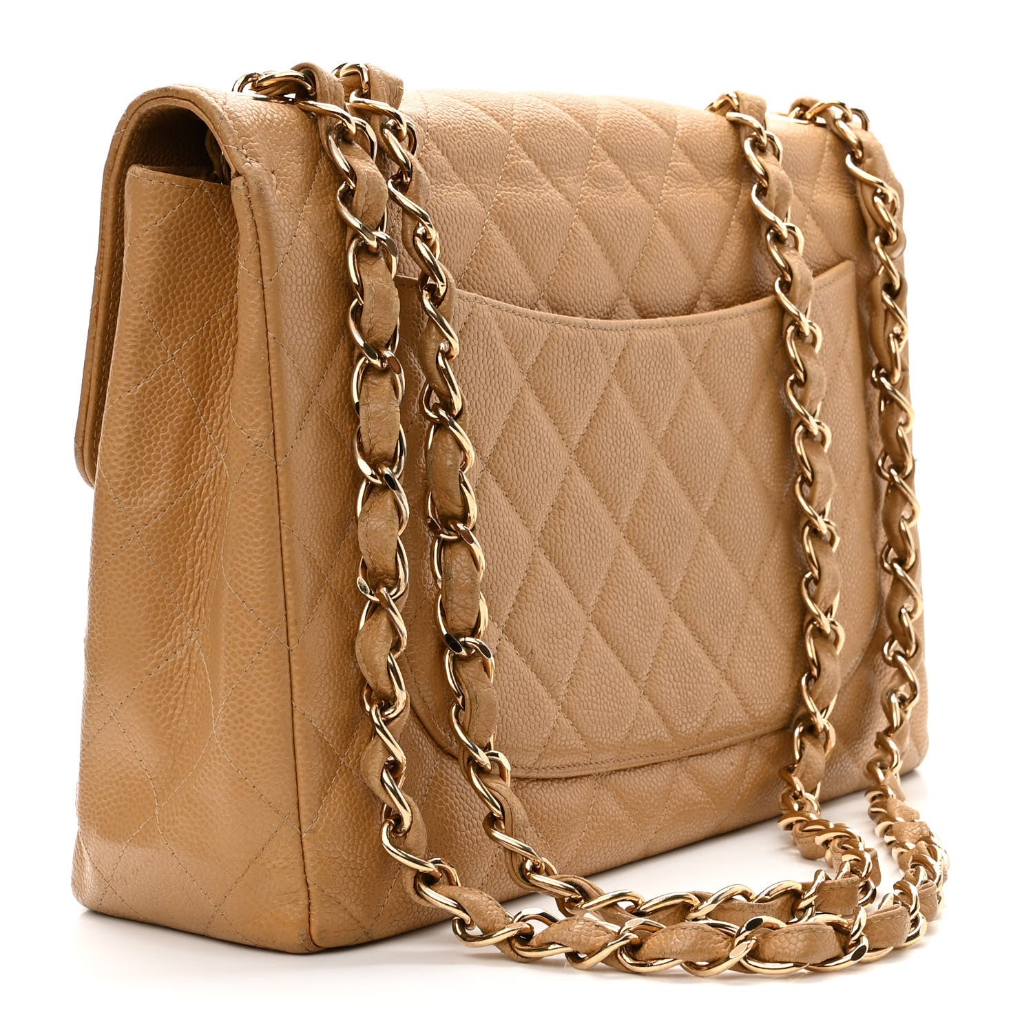 Chanel Caviar Quilted Jumbo Single Flap Beige 3 of 14