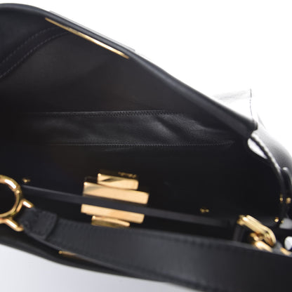 Fendi Vitello Seta Shiny Nappa Medium Peekaboo Iconic Satchel Black 5 of 8