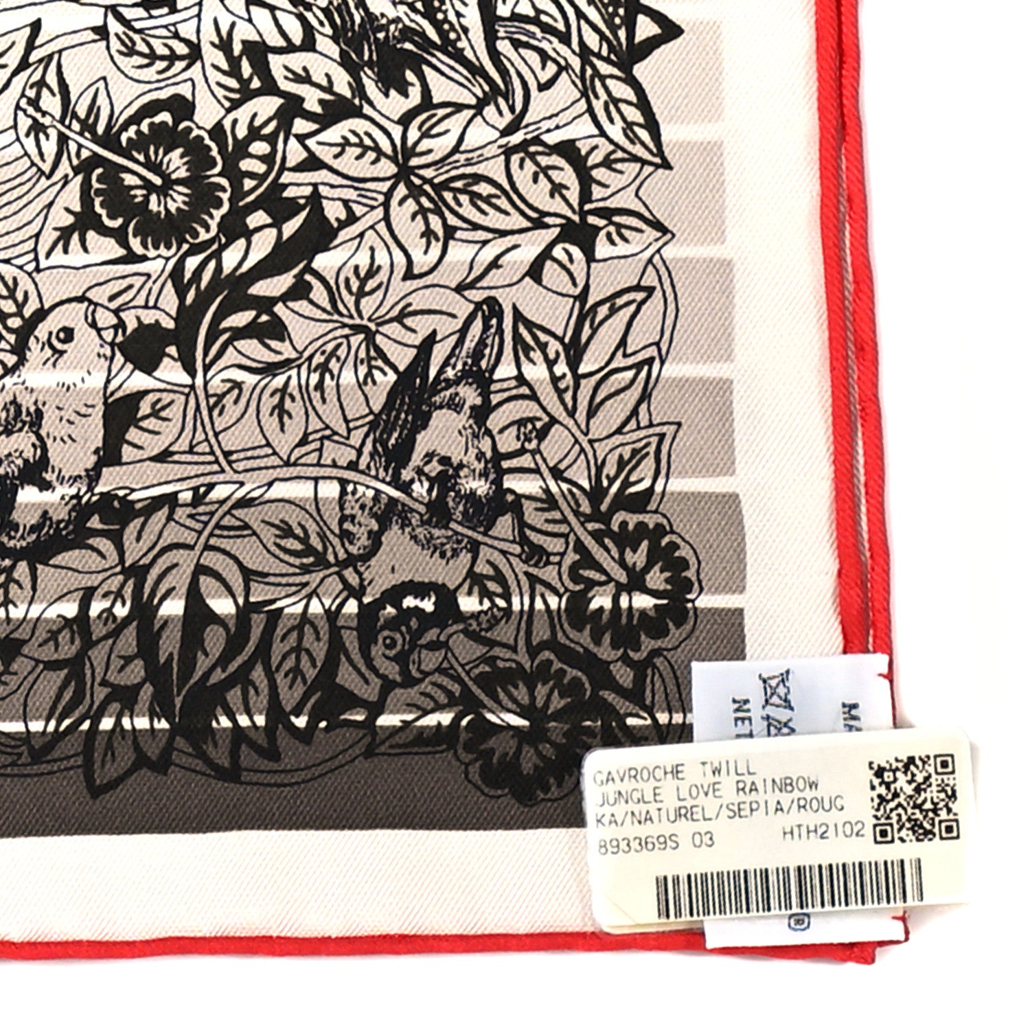 Hermes Silk Jungle Love Rainbow Scarf 90 Naturel Sepia Rouge 3 of 5