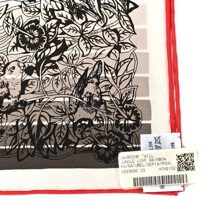 Hermes Silk Jungle Love Rainbow Scarf 90 Naturel Sepia Rouge 3 of 5