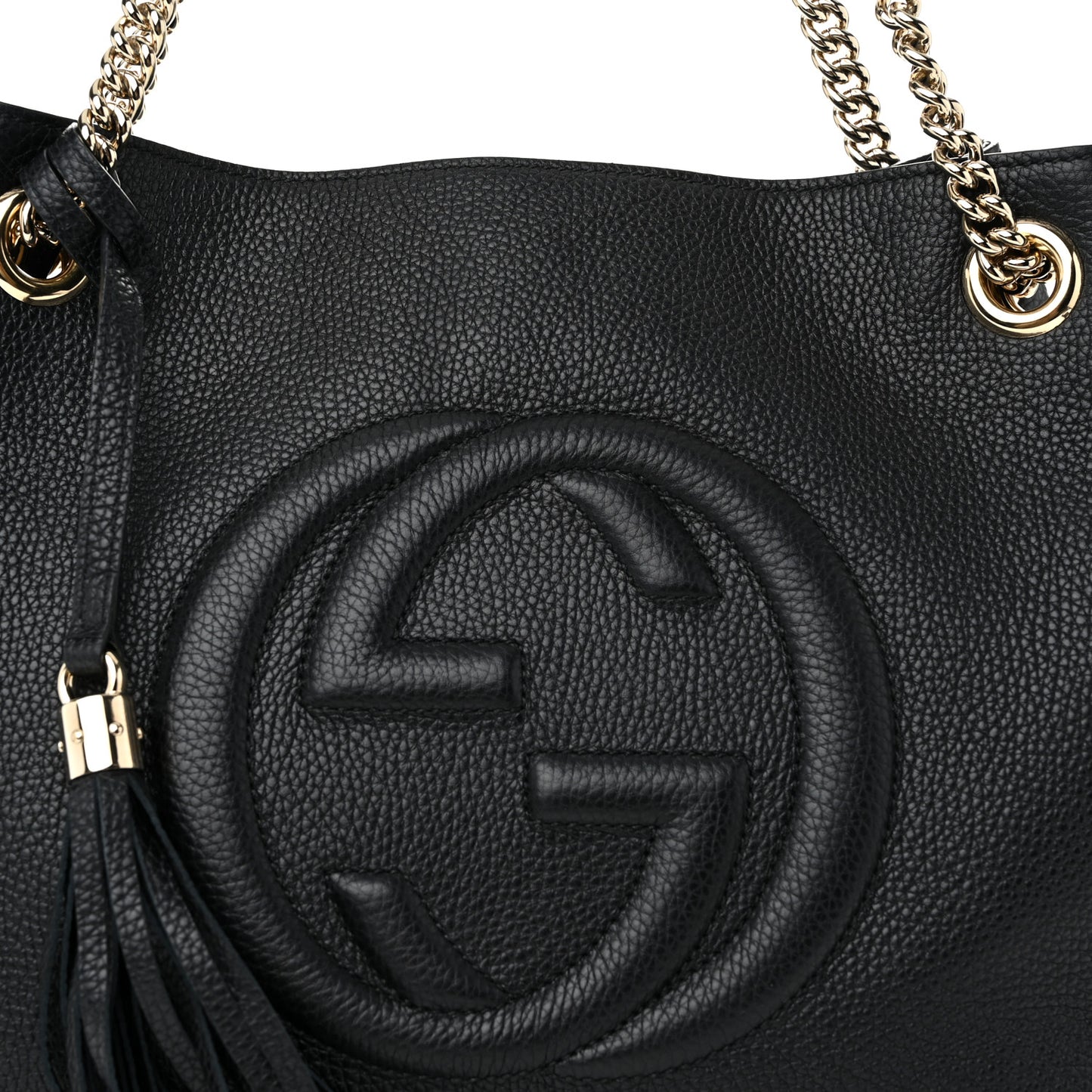 Pebbled Calfskin Medium Soho Chain Shoulder Bag Black