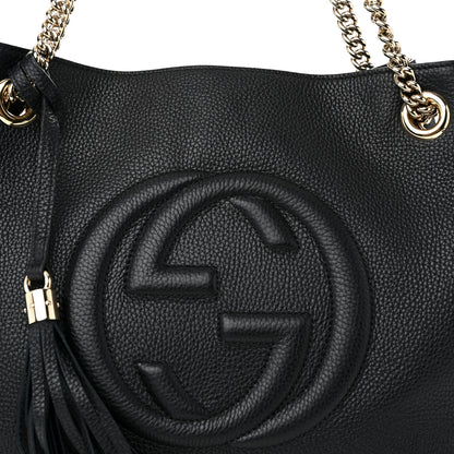 Gucci Pebbled Calfskin Medium Soho Chain Shoulder Bag Black 8 of 10