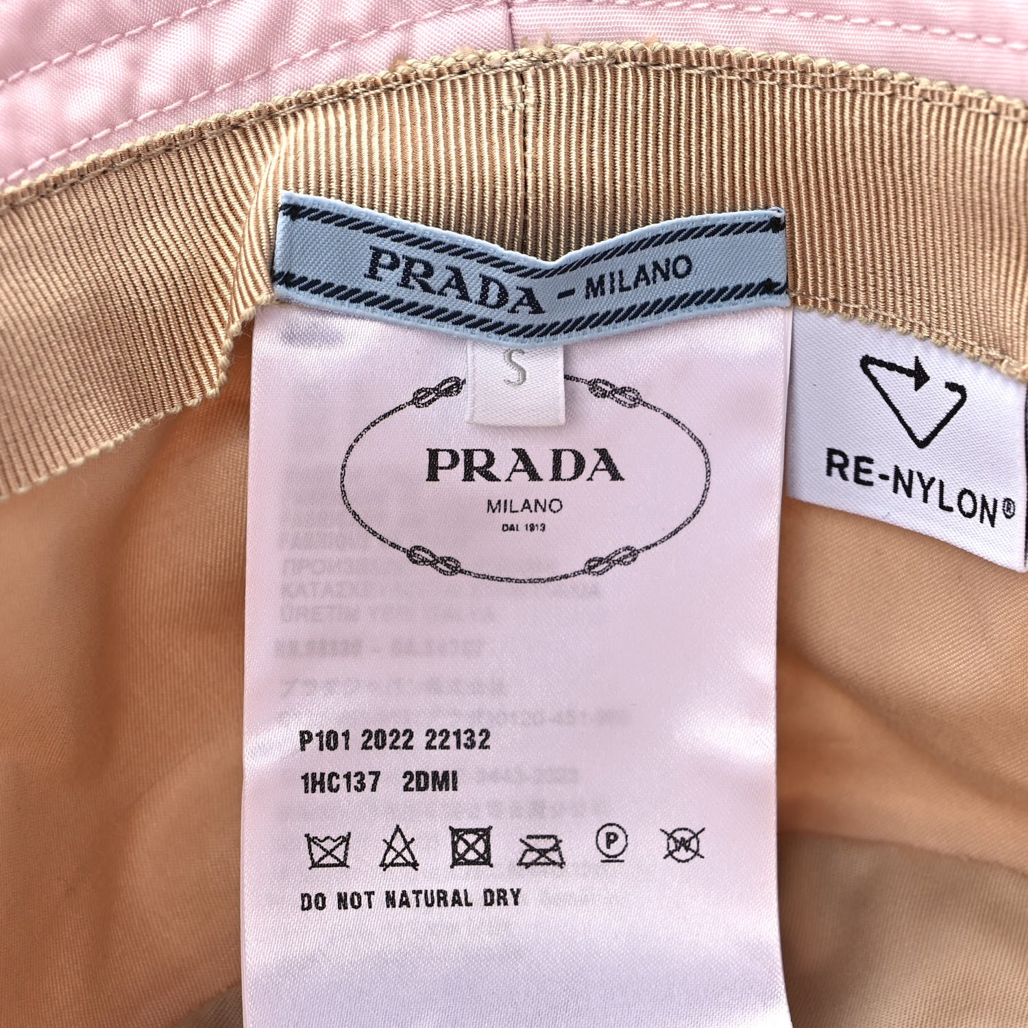Prada Re-Nylon Metal Triangle Logo Womens Bucket Hat S Alabastro 6 of 6