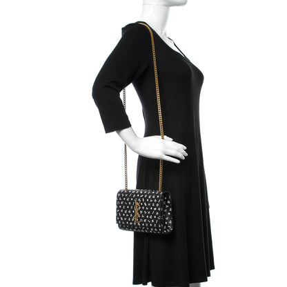 Saint Laurent Grain De Poudre Zodiac Print Small Monogram Kate Satchel Black Black 2 of 6