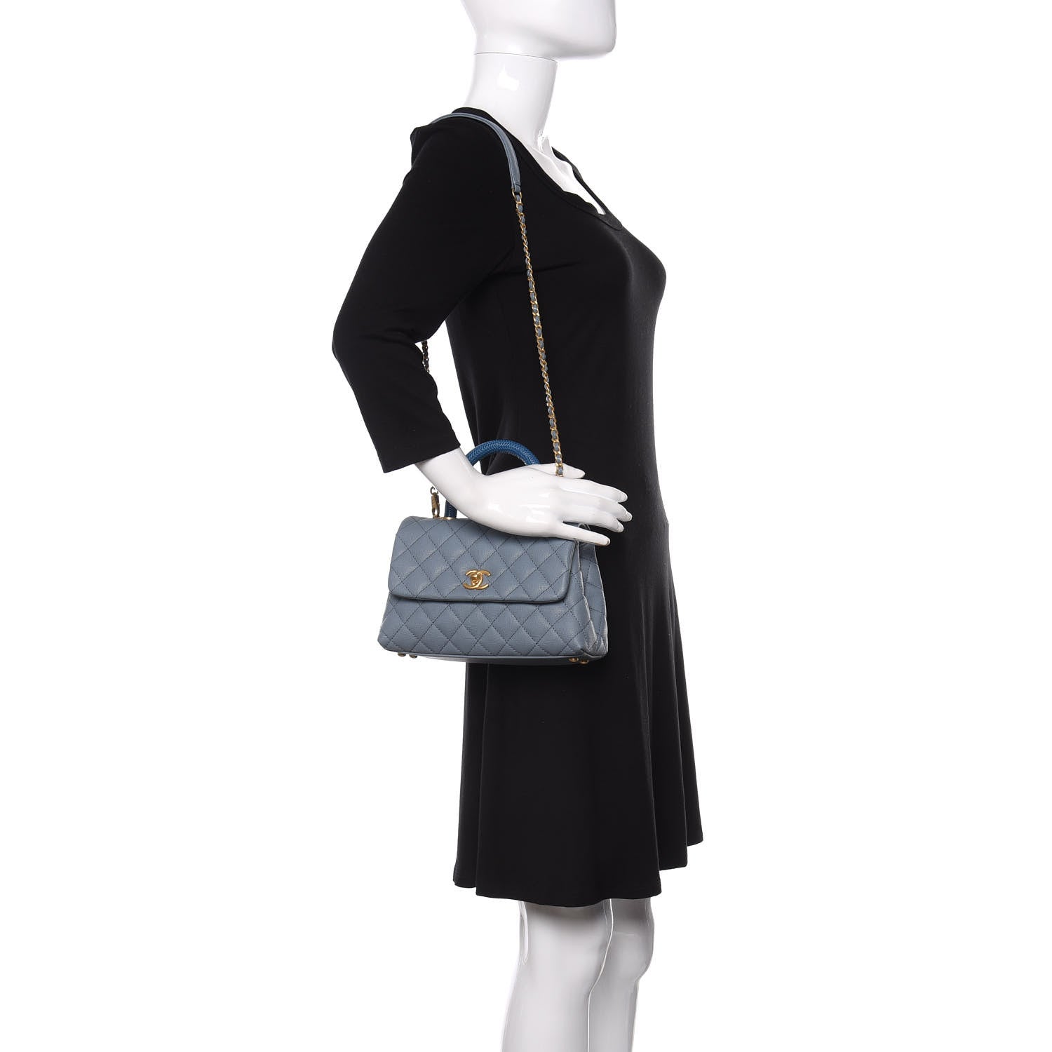 Chanel Caviar Lizard Quilted Mini Coco Handle Flap Light Blue 2 of 11