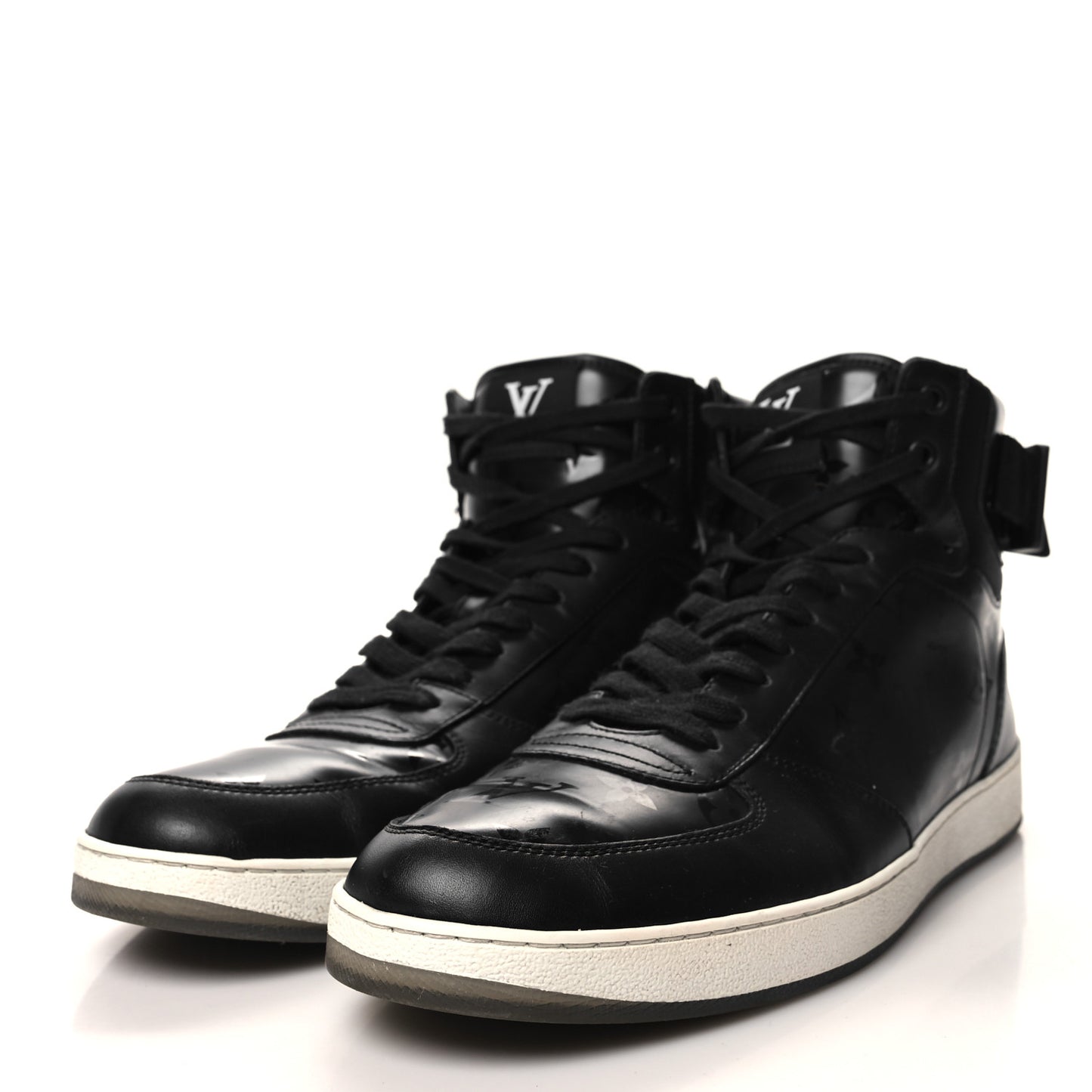 Calfskin Monogram Mens Rivoli High Top Sneakers 10 Black