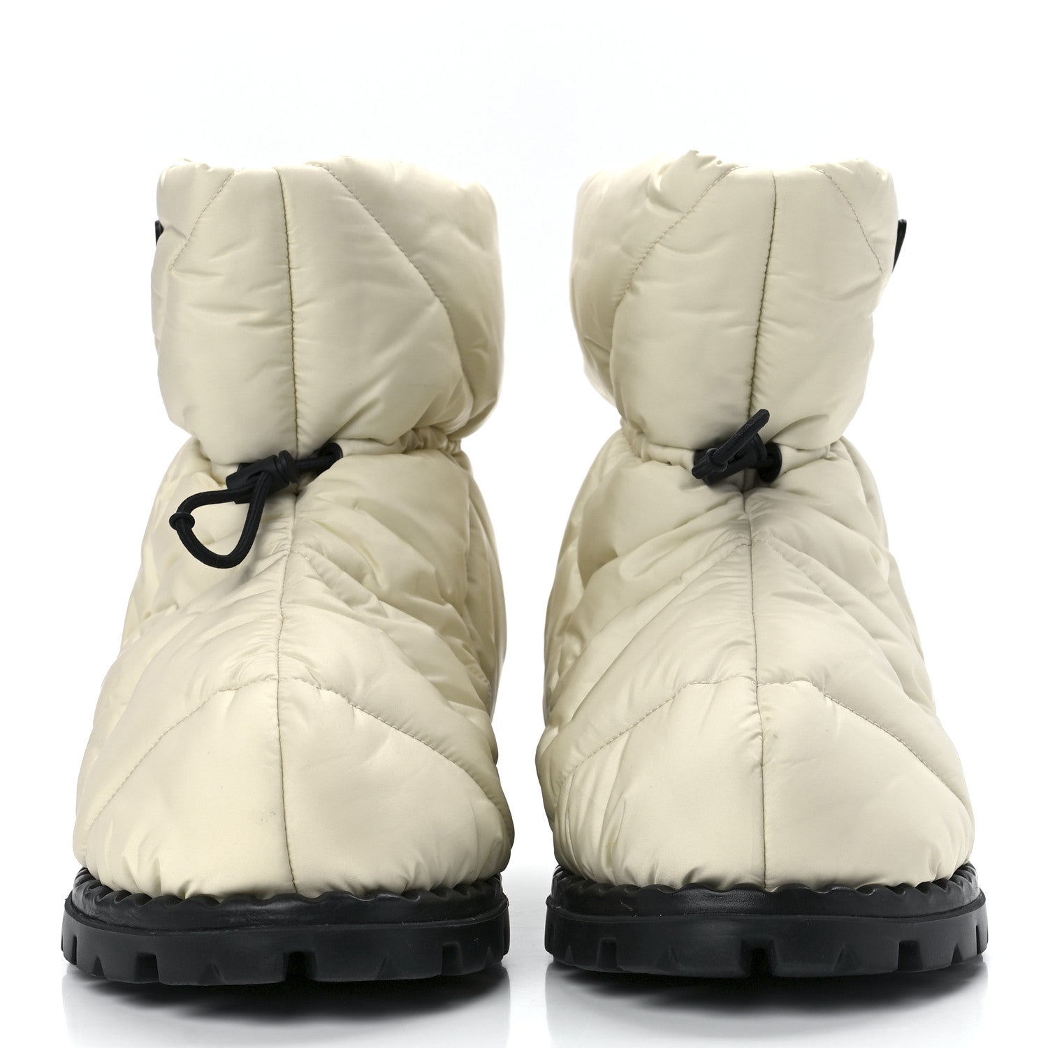 Prada Re-Nylon Piuma Triangle Logo Padded Drawcord 20mm Snow Boots 40 Avorio 2 of 9