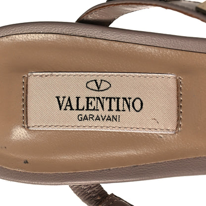 Valentino Garavani Calfskin Rockstud Wedge Slide Sandals 37 Poudre 6 of 9