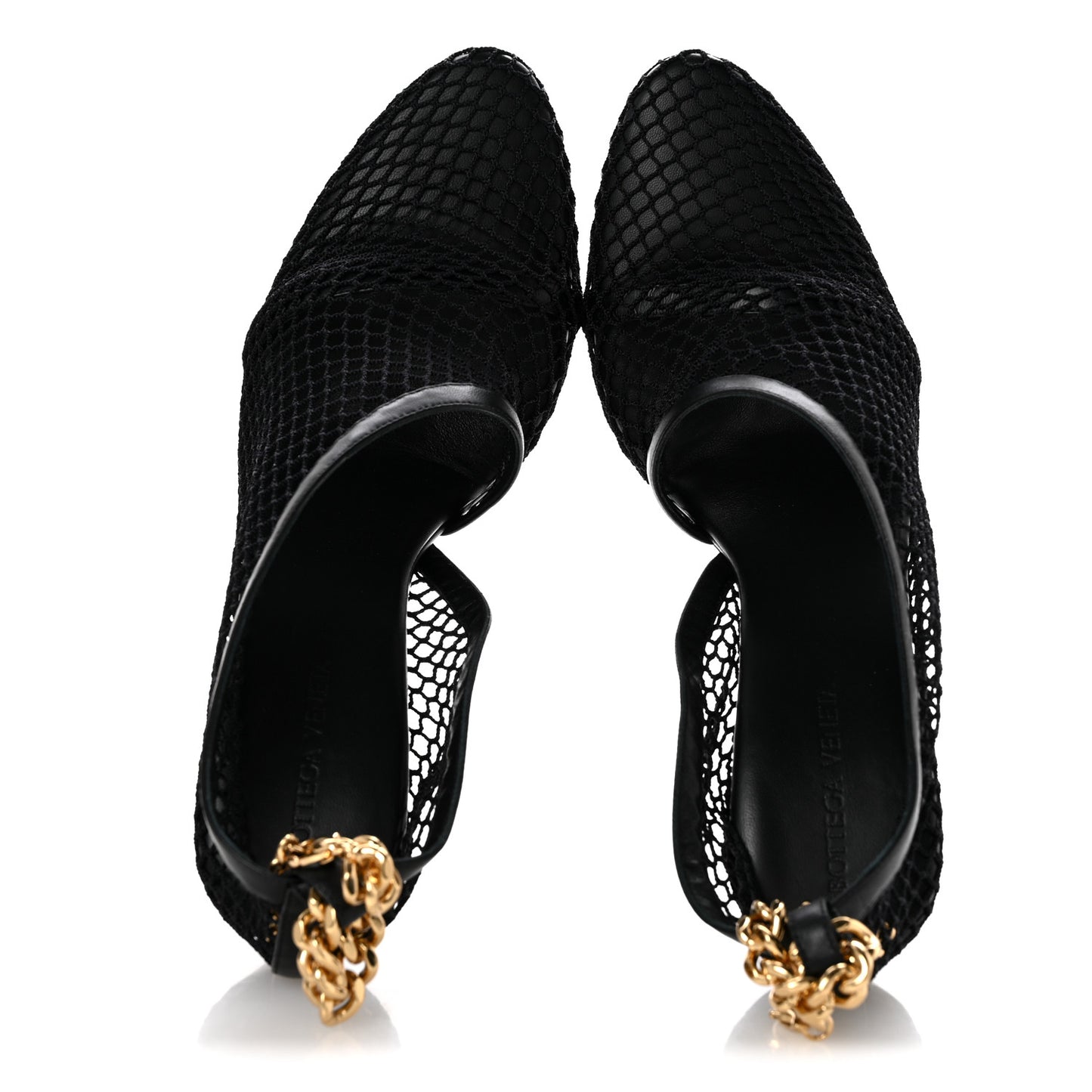 Mesh Nappa Chunky Chain Sandals 39.5 Black