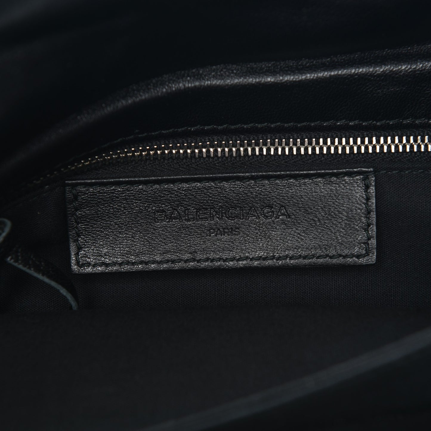 Chevre Silver Metallic Edge Hardware Envelope Clutch Black