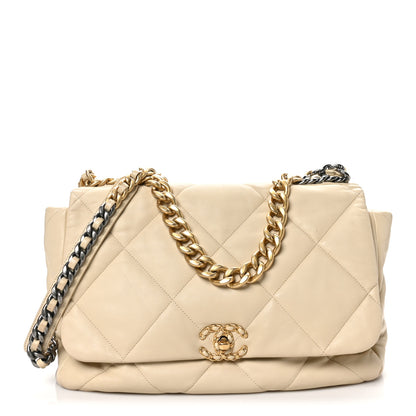 Chanel Lambskin Quilted Maxi Chanel 19 Flap Beige 1 of 10