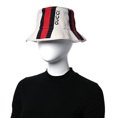Gucci Monogram Canvas Web Bucket Hat S White 2 of 10