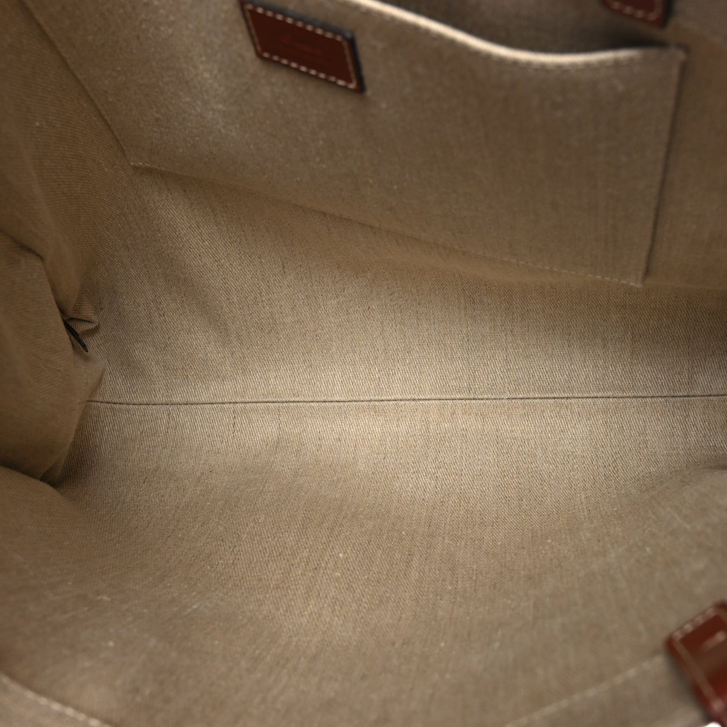 Linen Calfskin Large Woody Ribbon Tote White Brown