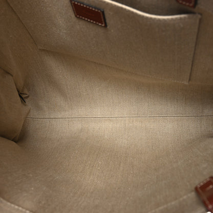 Chloe Linen Calfskin Large Woody Ribbon Tote White Brown 5 of 8