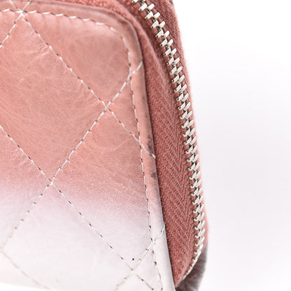 Chanel Ombre Patent Calfskin Quilted Small Zip Around Coin Purse Pink White 8 of 11
