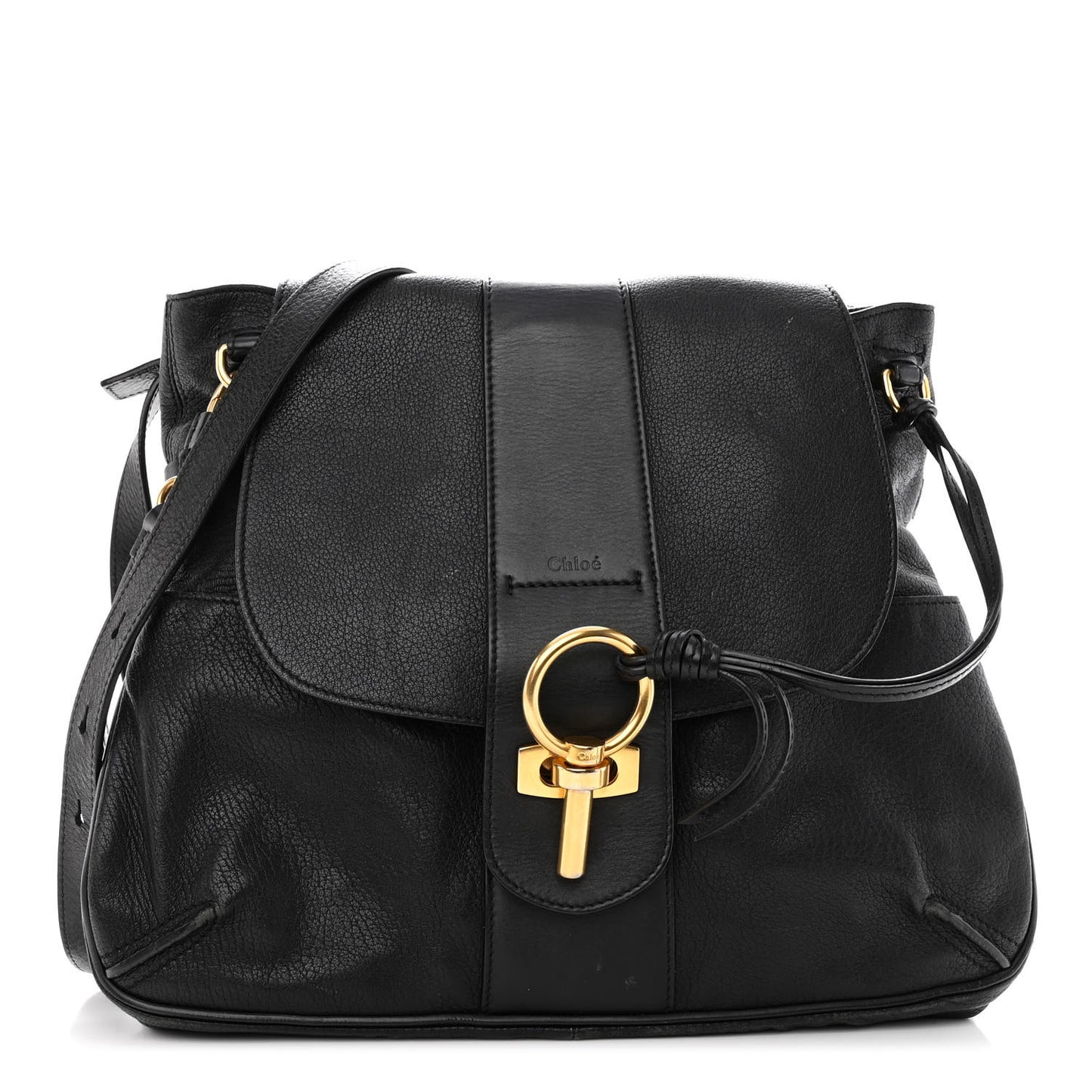 Grained Lambskin Calfskin Medium Lexa Shoulder Bag Black