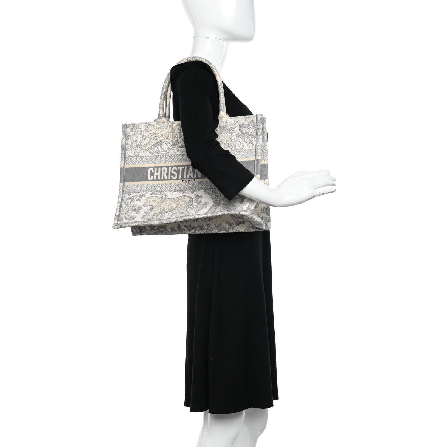 Christian Dior Canvas Embroidered Medium Dioriviera Toile De Jouy Book Tote Gray 2 of 9