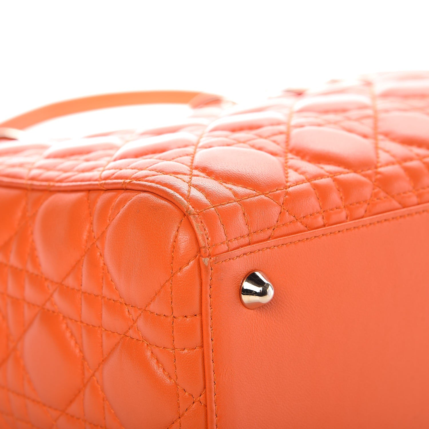 Christian Dior Lambskin Cannage Large Lady Dior Orange 10 of 13