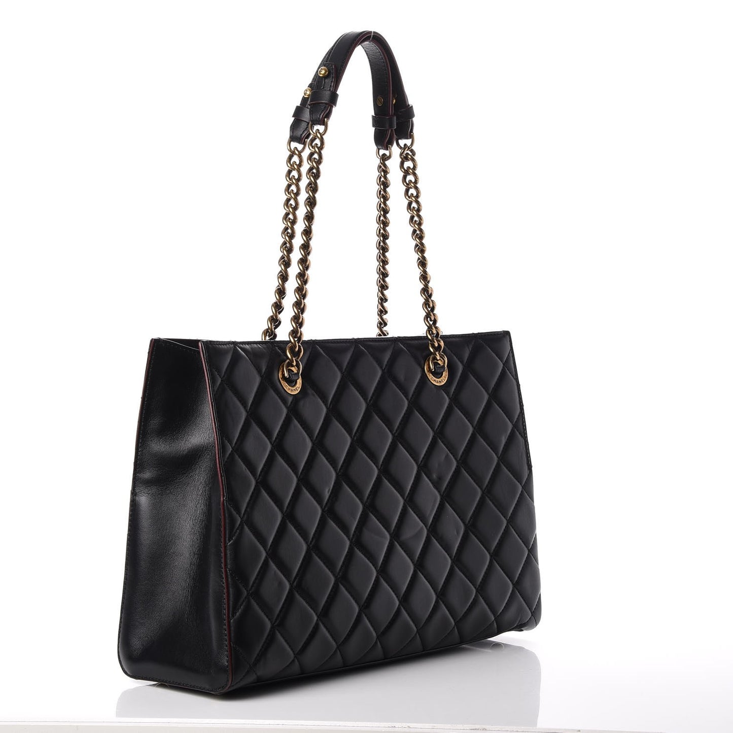 Calfskin Quilted Perfect Edge Tote Black