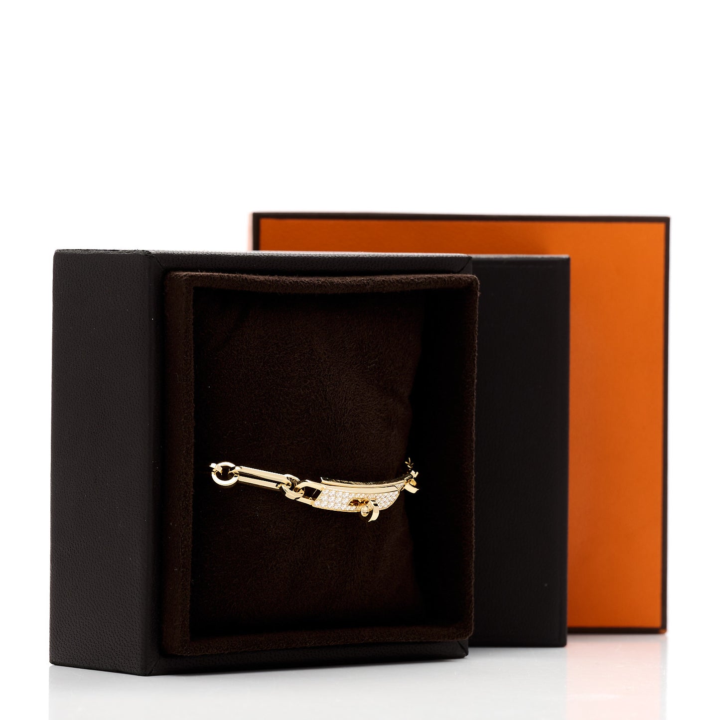 18K Yellow Gold Diamond Pave PM Kelly Chaine Bracelet ST