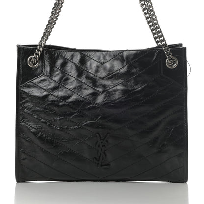 Saint Laurent Crinkled Calfskin Matelasse Monogram Medium Niki Shopper Tote Black 8 of 11