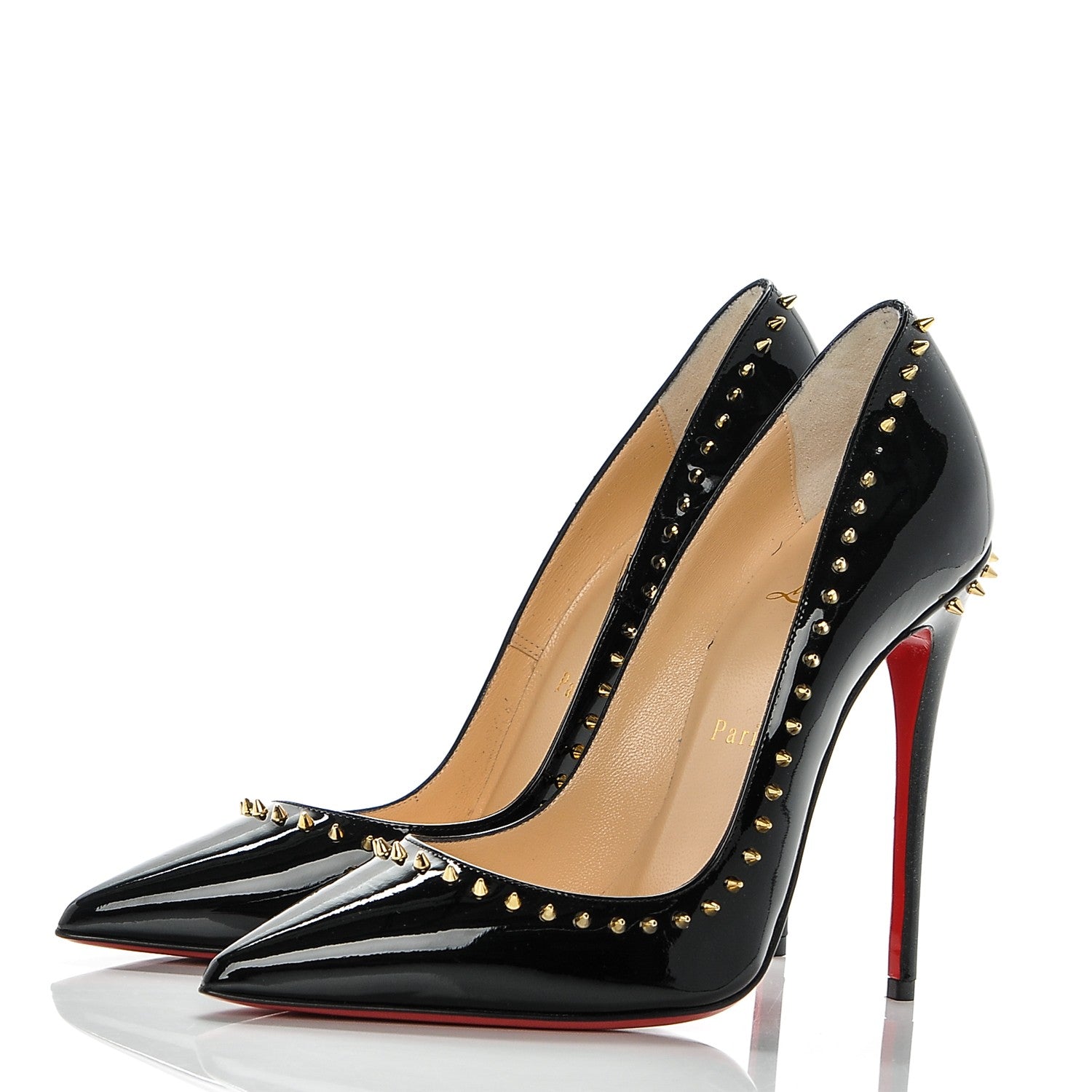 Christian Louboutin Patent Anjalina 120 Studded Pumps 37 Black 3 of 7