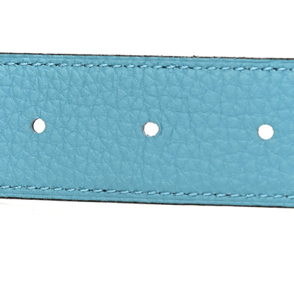 Hermes Togo Sombrero 32mm Guilloche H Belt 100 Bleu Du Nord Bleu Obscur 3 of 6
