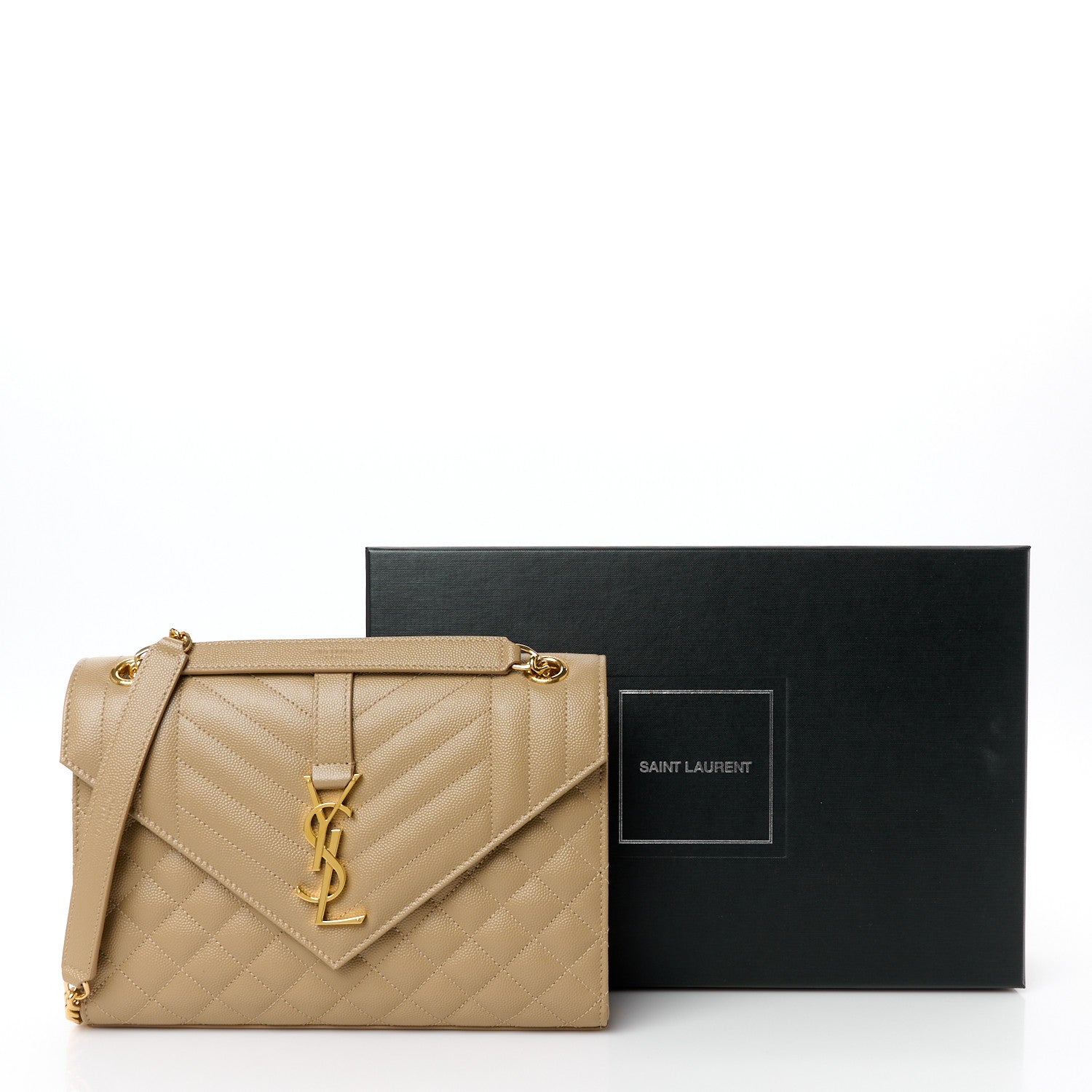 Saint Laurent Grain De Poudre Textured Mixed Matelasse Medium Triquilt Monogram Satchel Dark Latte 12 of 12
