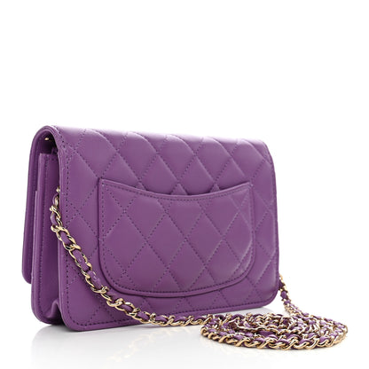 Chanel Lambskin Quilted Wallet On Chain WOC Purple 3 of 15