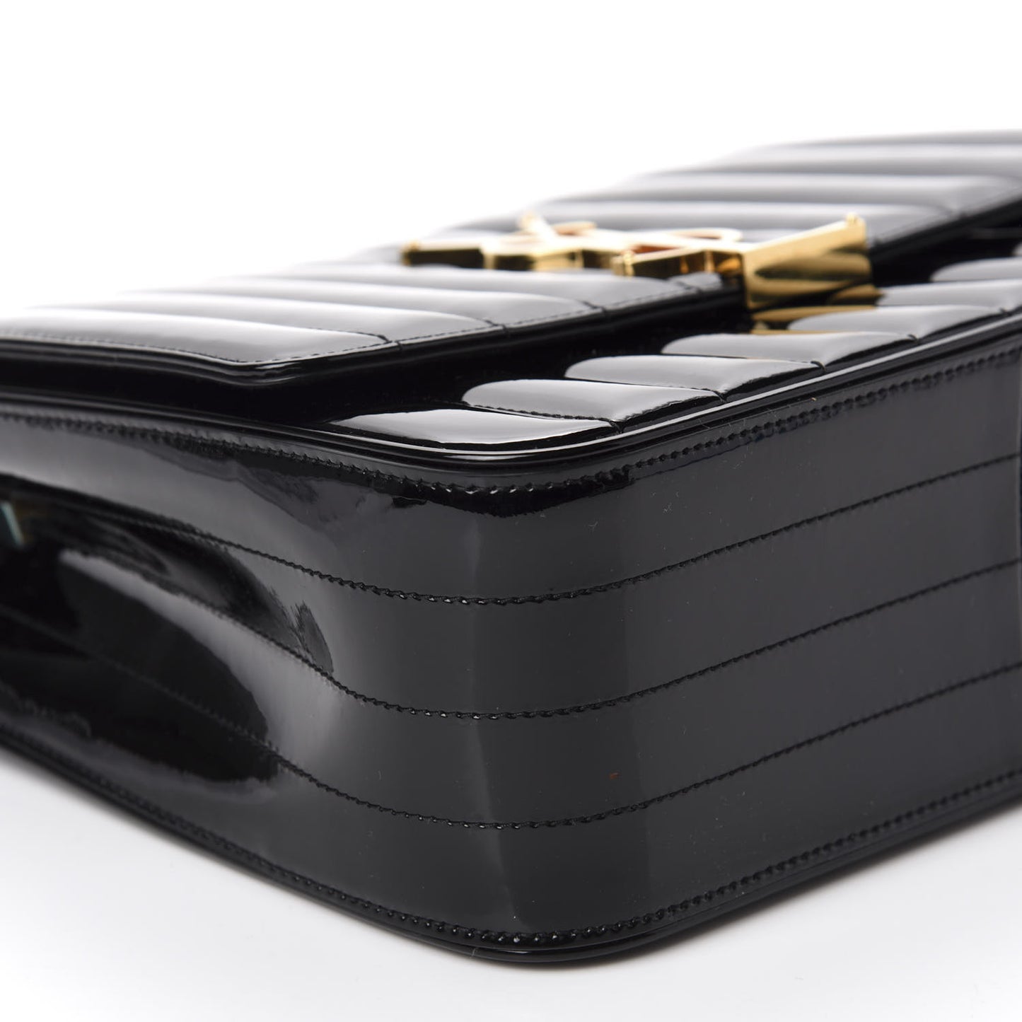 Patent Matelasse Monogram Large Vicky Chain Bag Black