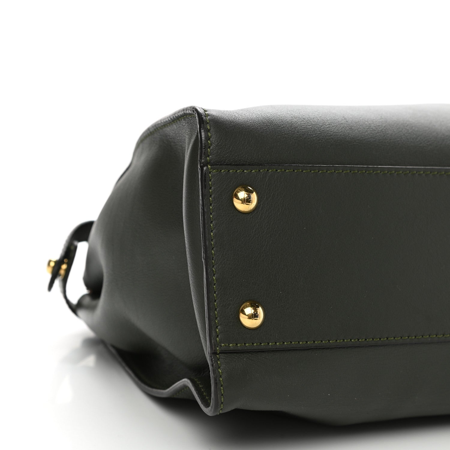 Fendi Vitello Seta Shiny Nappa Medium Peekaboo Iconic Satchel Verde Prato Makeup 9 of 10