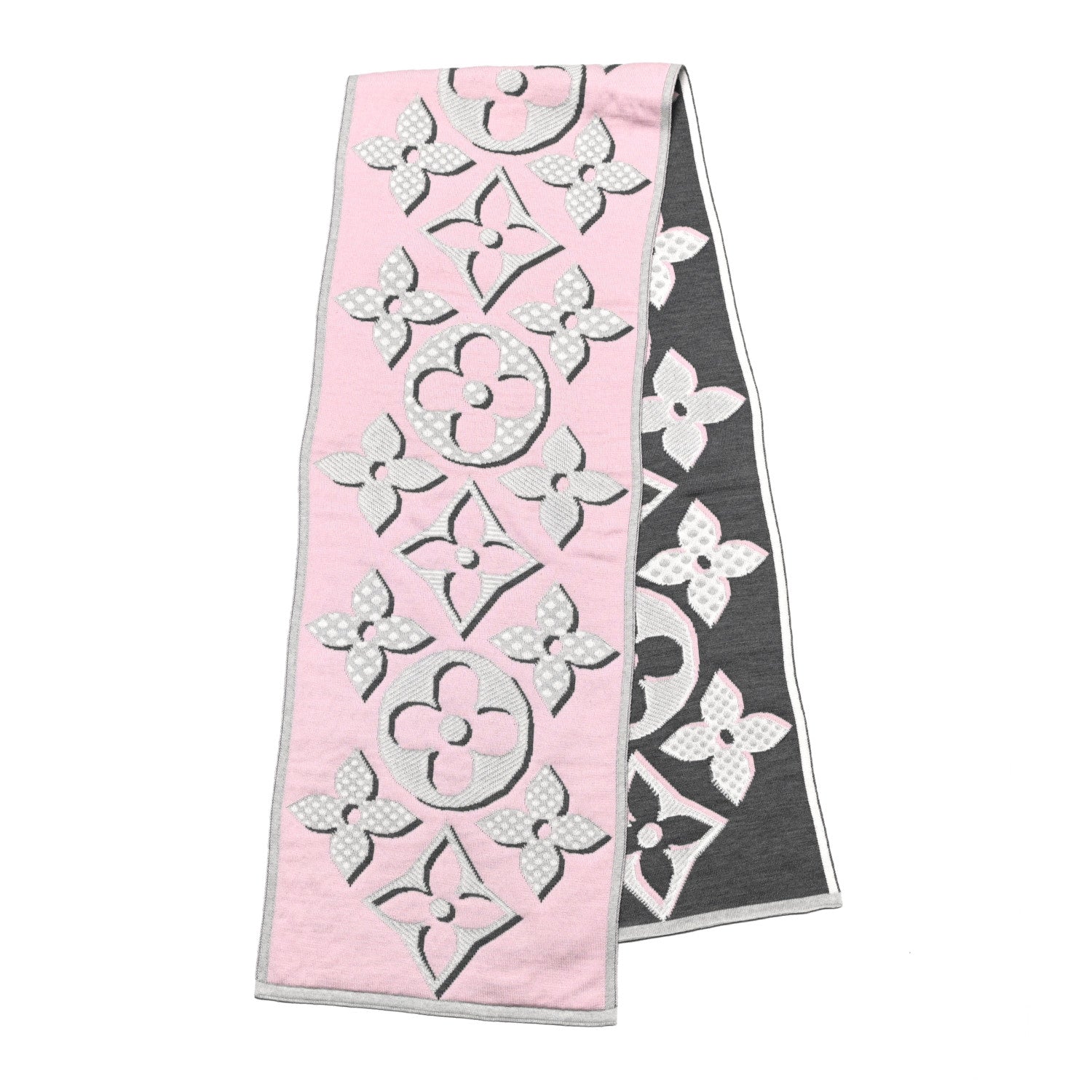 Louis Vuitton Wool Cashmere Giant Pop Monogram Scarf Rose 2 of 4