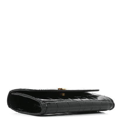Chanel Calfskin Crocodile Embossed Crococo Flap Cardholder Black 4 of 9