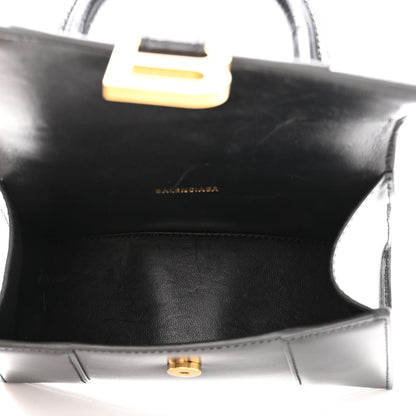 Balenciaga Shiny Box Calfskin Hourglass Top Handle Bag XS Black 5 of 10