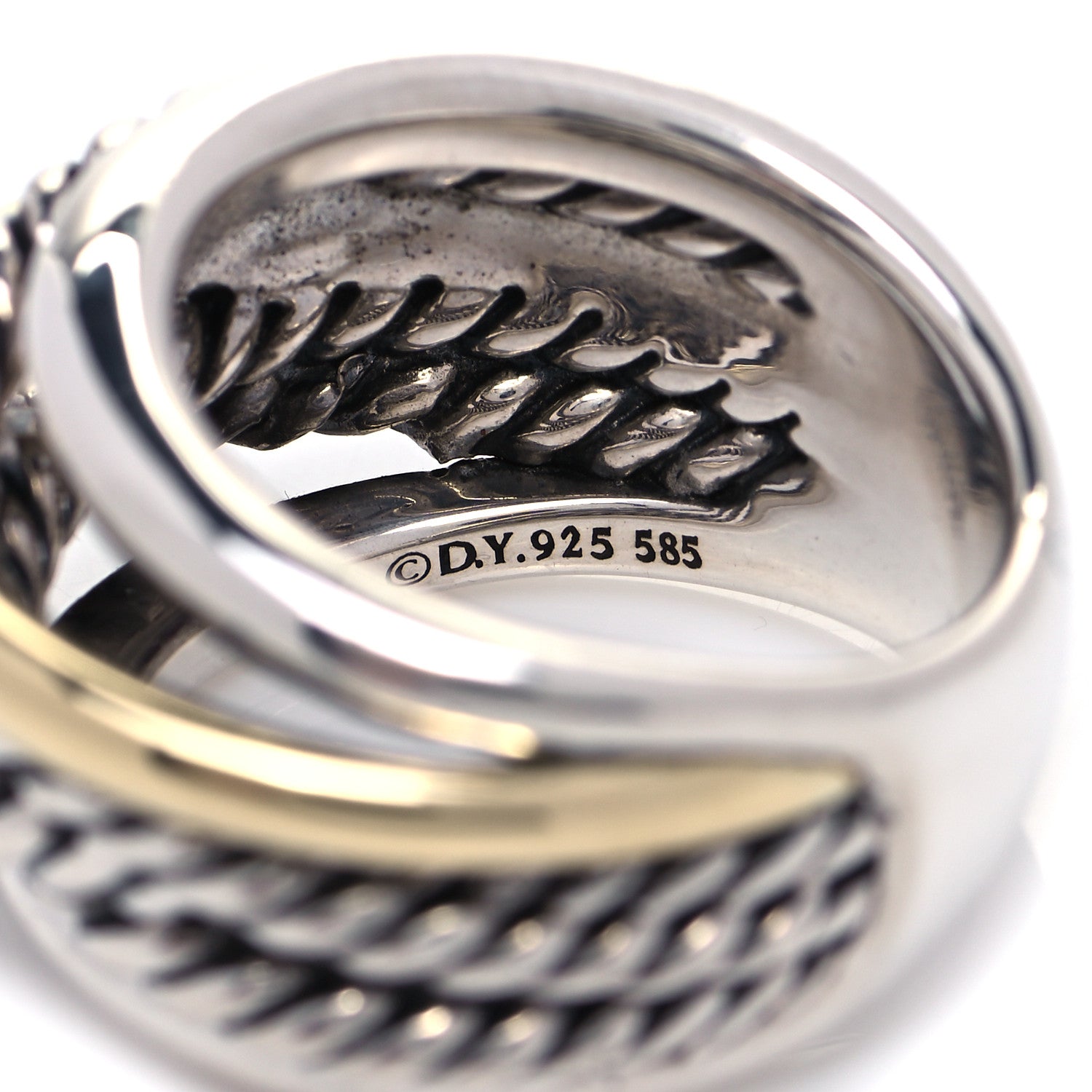 David Yurman Sterling Silver 14K Yellow Gold Narrow Crossover Ring 49 5 4 of 4