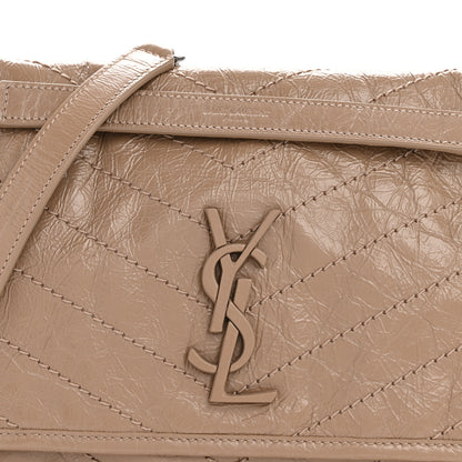 Saint Laurent Crinkled Calfskin Matelasse Monogram Medium Niki Chain Satchel Light Taupe 8 of 10