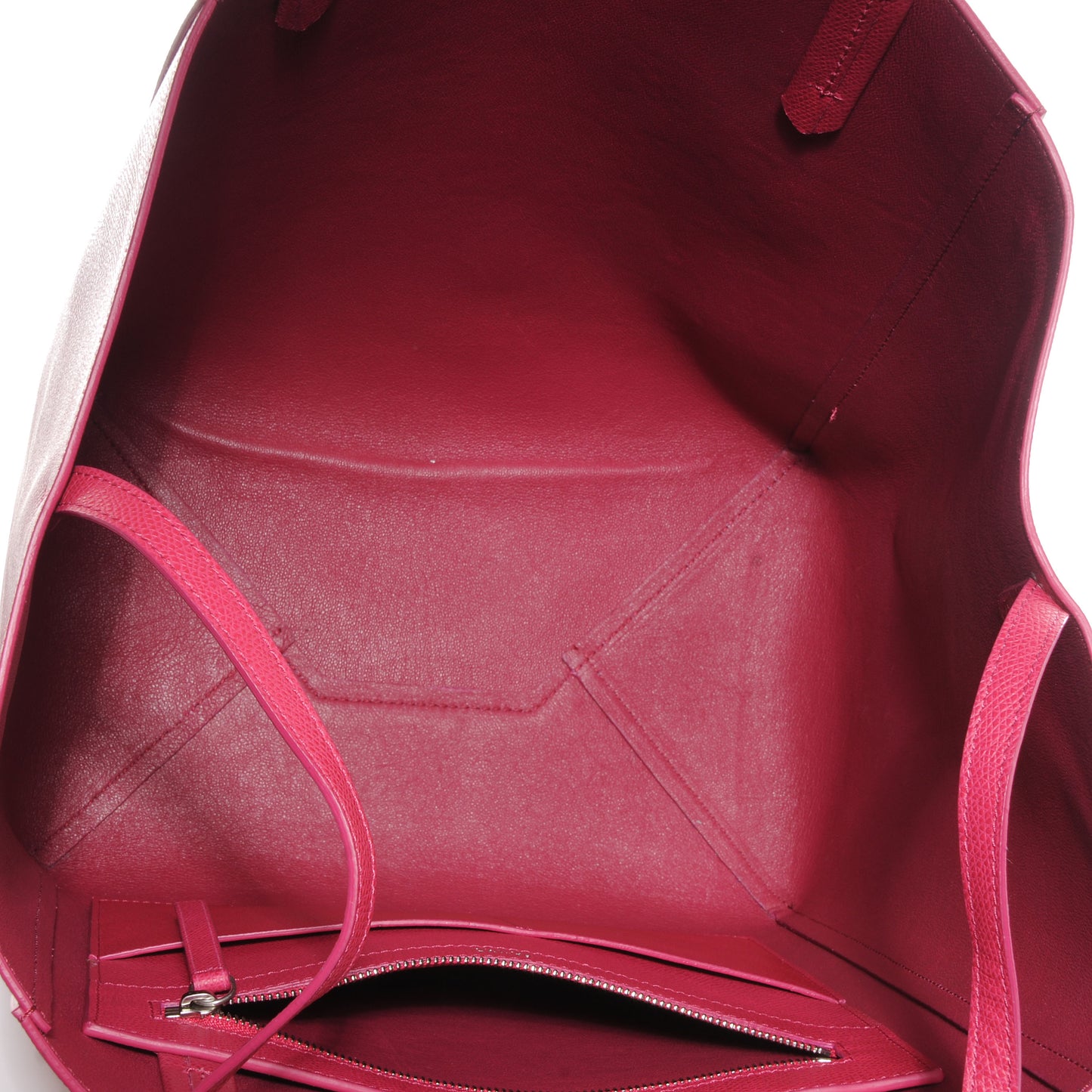 Grained Calfskin Small Horizontal Cabas Phantom Fuchsia
