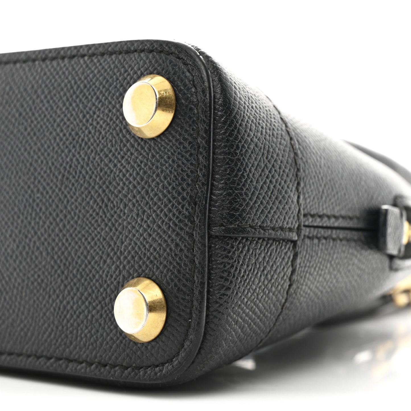 Signature Grained Calfskin XXS Ville Top Handle Bag Black White