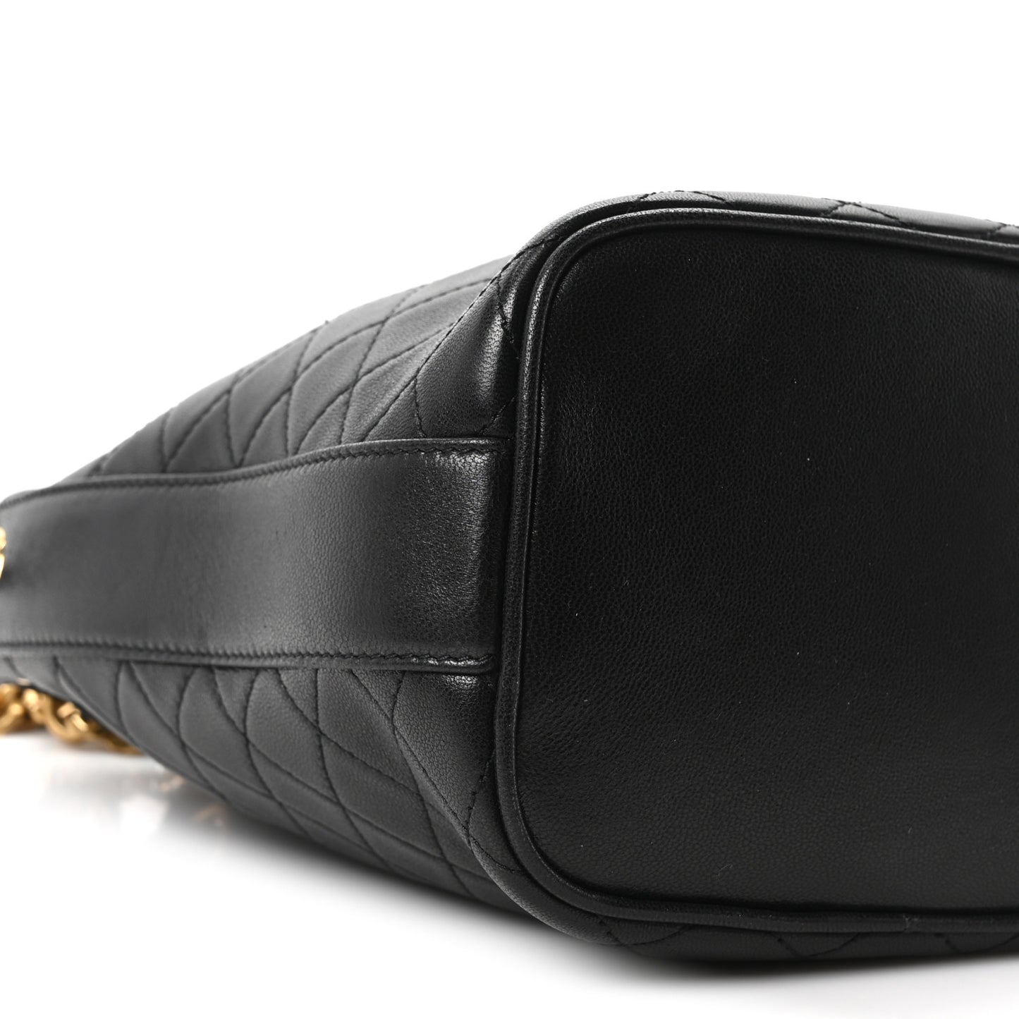 Lambskin Carre Quilted Small Cassandre Bucket Bag Black