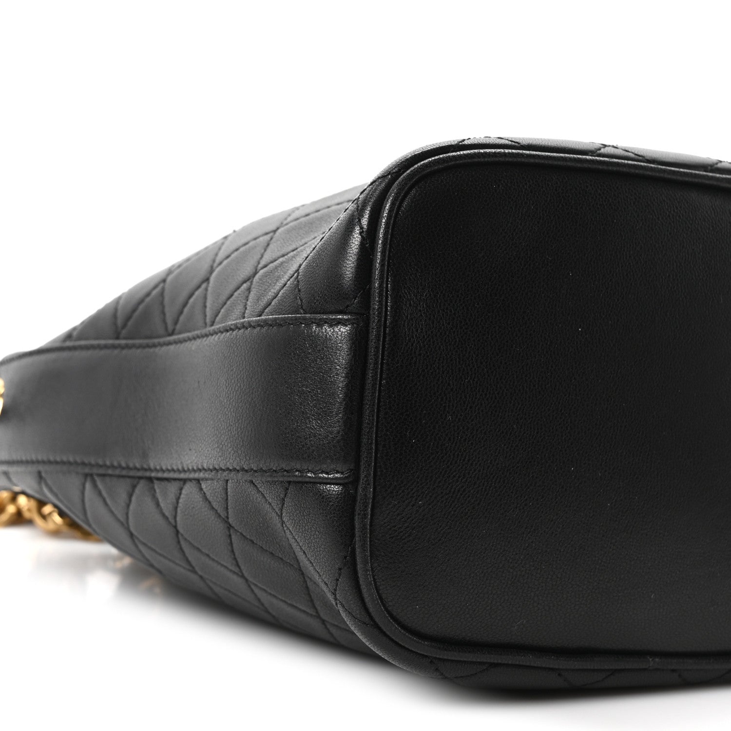 Saint Laurent Lambskin Carre Quilted Small Cassandre Bucket Bag Black 9 of 10