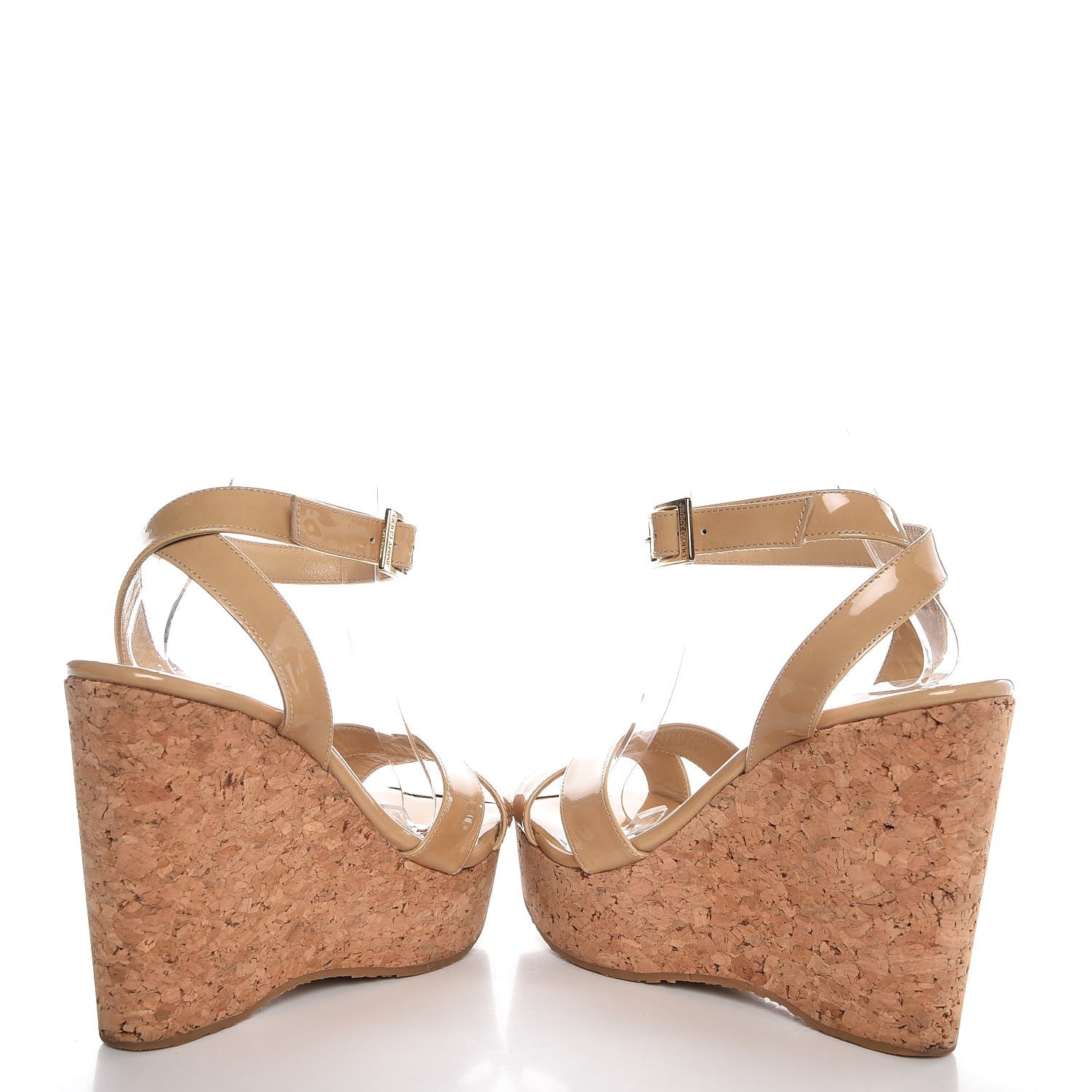 Saint Laurent JIMMY CHOO Patent Cork Papyrus Platform Wedge Sandals 39 Nude 6 of 11