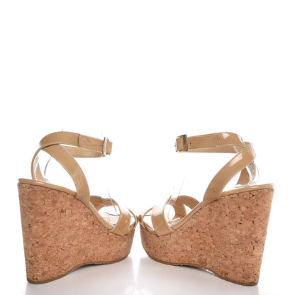Saint Laurent JIMMY CHOO Patent Cork Papyrus Platform Wedge Sandals 39 Nude 6 of 11